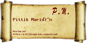 Pittik Marián névjegykártya